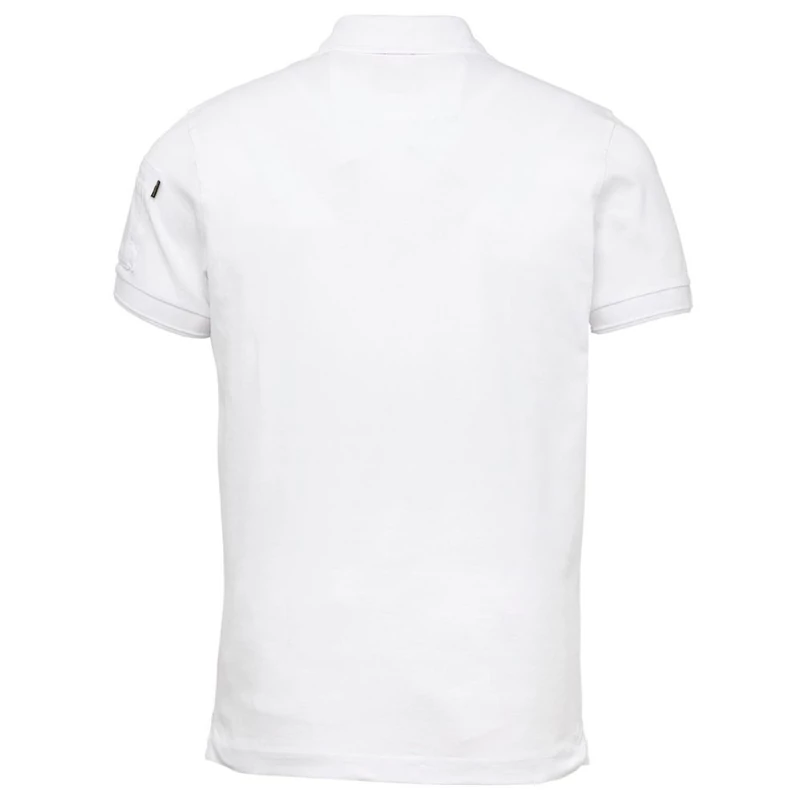 A fehér színű, háromgombos nyakú L-es PME LEGEND  rövid ujjú galléros póló prémium pamutból készült modell, mely sportosan elegáns és férfias viselet.