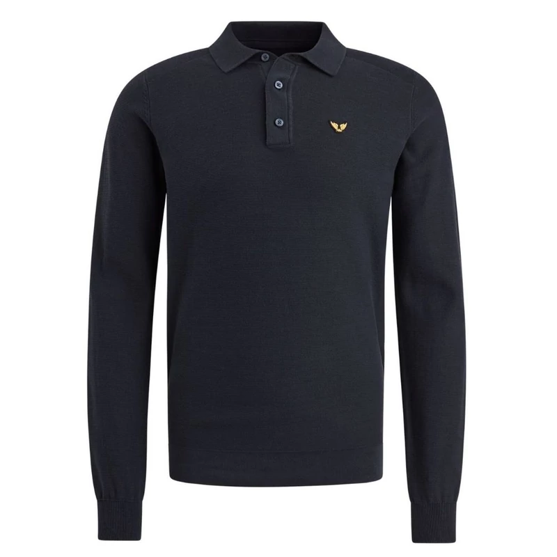 A sötétkék színű, háromgombos nyakú M-es PME LEGEND  hosszú ujjú galléros póló jó légáteresztő, így hosszú időn keresztül is maximális kényelmet nyújt.